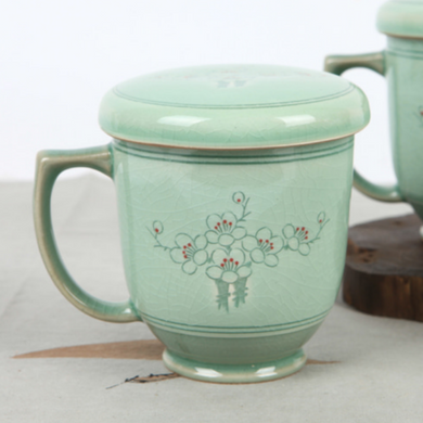 Celadon Plum Flower Mug