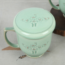 Load image into Gallery viewer, Celadon Plum Flower Mug