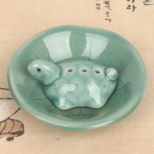 Load image into Gallery viewer, Celadon Turtle Incense Holder with Plate