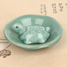 Load image into Gallery viewer, Celadon Turtle Incense Holder with Plate