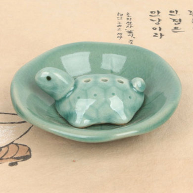 Celadon Turtle Incense Holder with Plate