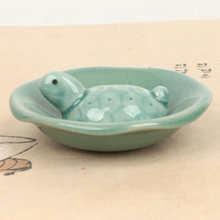 Load image into Gallery viewer, Celadon Turtle Incense Holder with Plate