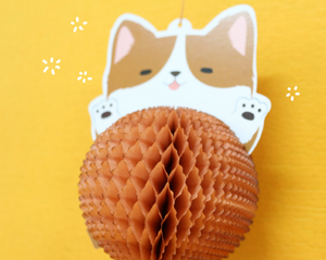 Honeycomb Ornament Card - Corgi