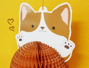 Honeycomb Ornament Card - Corgi