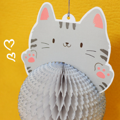 Honeycomb Ornament Card - Kitty Cat