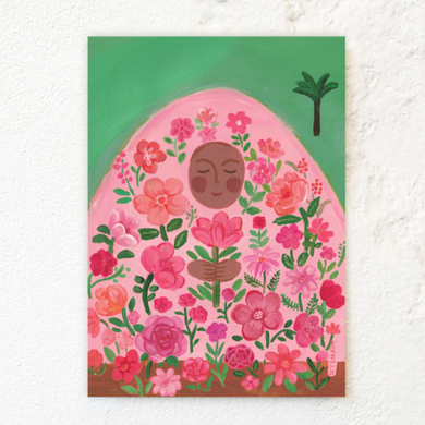 Large Postcard - A Mountain with Flowers