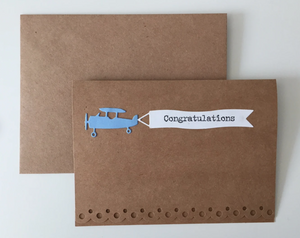 Congratulations Airplane Banner - Greeting Card