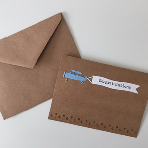 Congratulations Airplane Banner - Greeting Card
