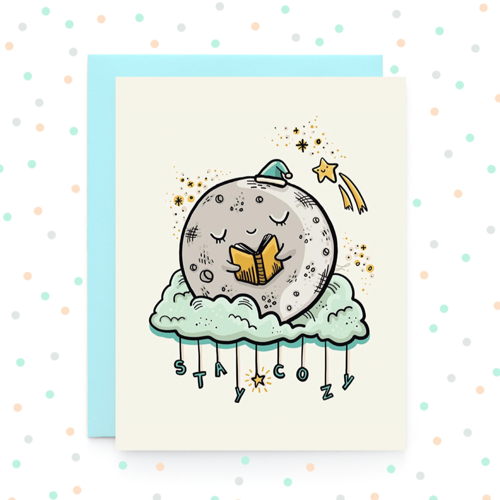 Sleepy Moon - Greeting Card