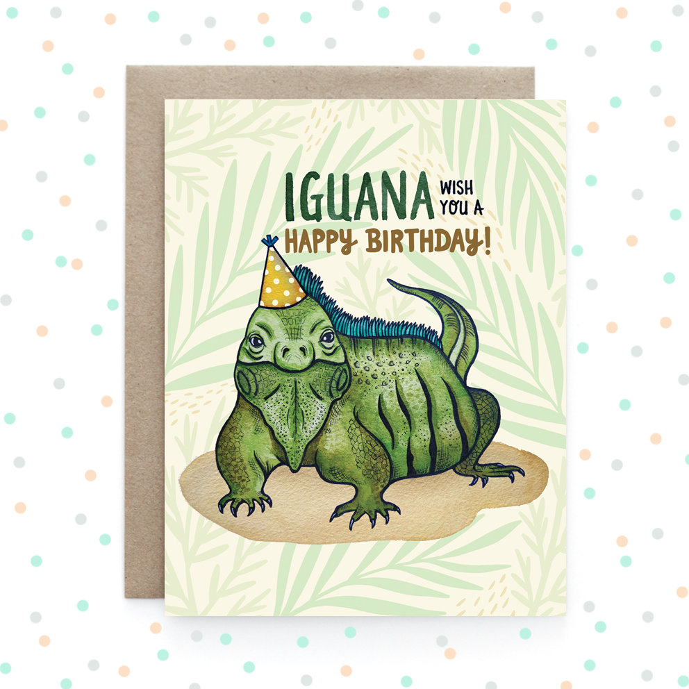 Iguana Birthday - Greeting Card