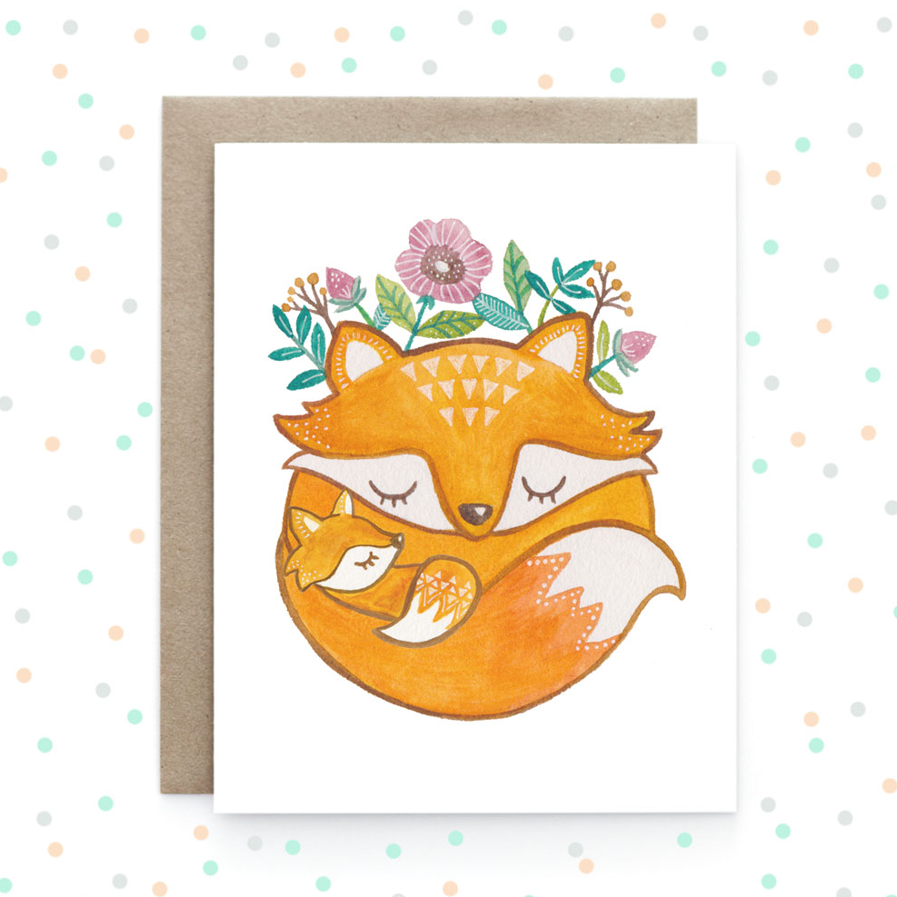 Mother Fox - Greeting Card
