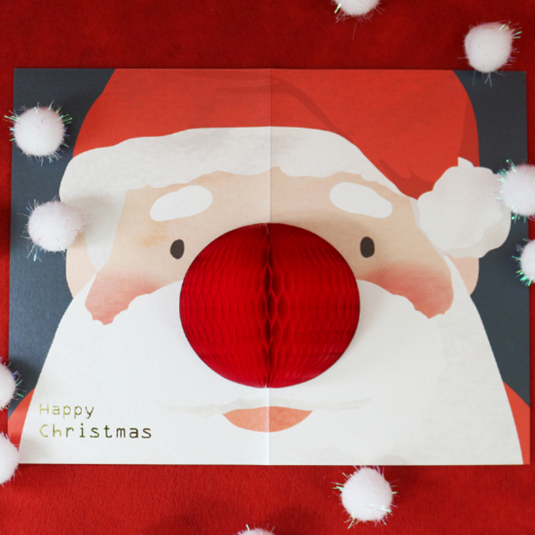 Honeycomb 3D Card - Santa Nose