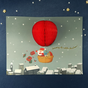 Honeycomb 3D Card - Air Balloon Santa