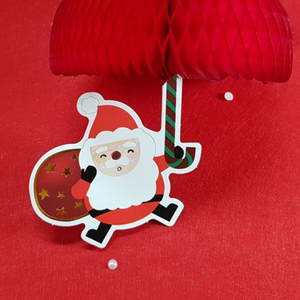 Honeycomb Ornament Card - Santa Umbrella