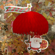Load image into Gallery viewer, Honeycomb Ornament Card - Santa Umbrella