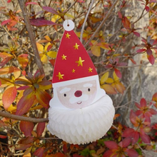 Load image into Gallery viewer, Honeycomb Ornament Card - Santa Face