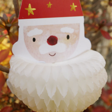 Load image into Gallery viewer, Honeycomb Ornament Card - Santa Face