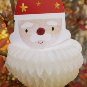 Honeycomb Ornament Card - Santa Face