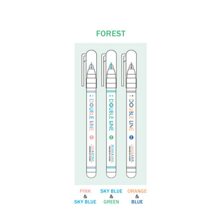 Double Line Pen - 3 Pen Set