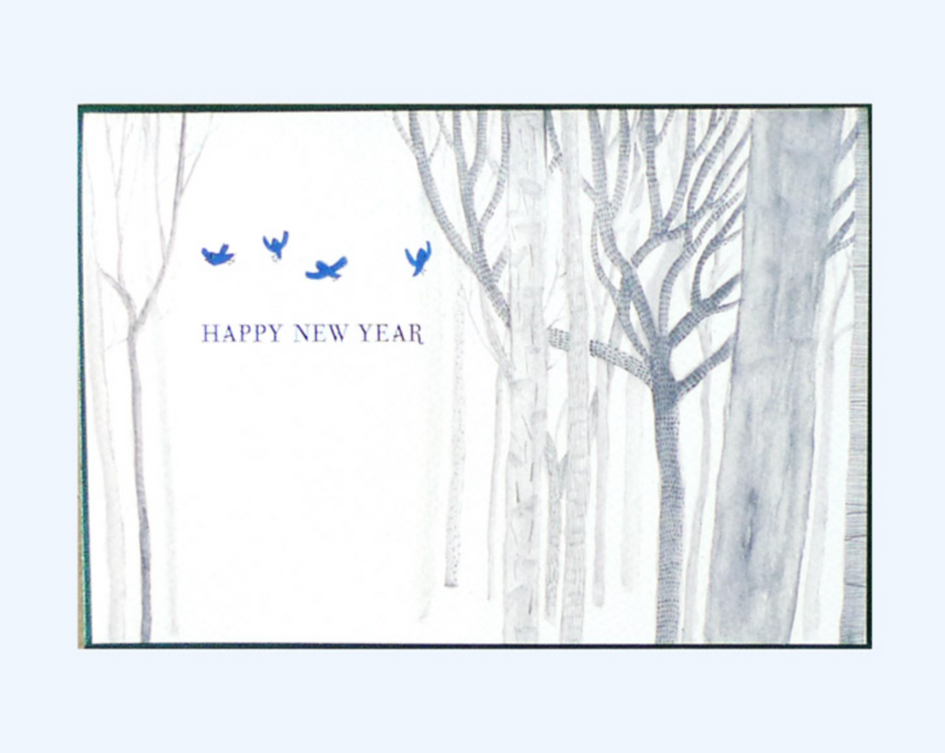 White Wood New Year - Card