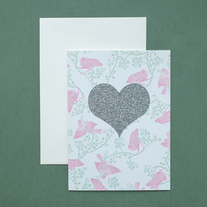 Pink Bird Heart - Card
