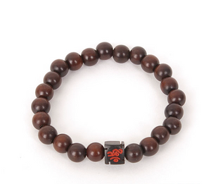 Lightning Struck Jujube Bead "Om" Bracelet