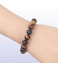 Load image into Gallery viewer, Three Colour Tiger Eye Stone Bracelet 13mm