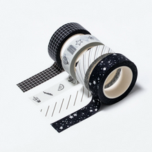 Load image into Gallery viewer, Washi Tape Basics Set - Dark Monochrome