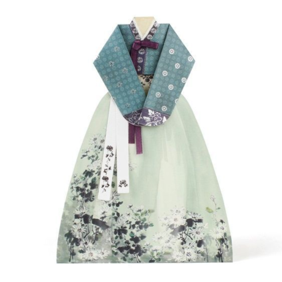 Chrysanthemum Watercolor Hanbok - Greeting Card