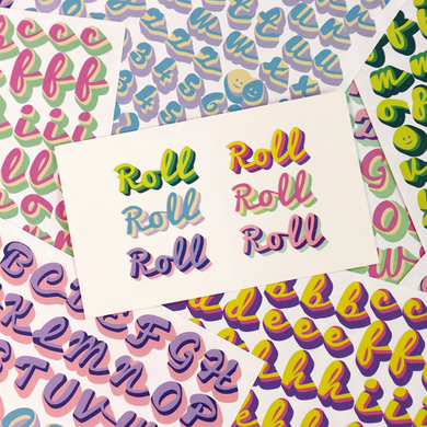 Rolling Alphabet/ Number Removable Sticker Pack, Cursive Writing