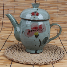Load image into Gallery viewer, Buncheong Soft Pink Flower Tea Pot with Strainer