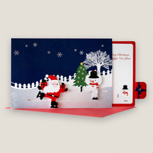 Load image into Gallery viewer, Santa and Snowman Sliding Card