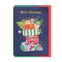 Load image into Gallery viewer, Merry Christmas Glitter Stocking - Greeting Card