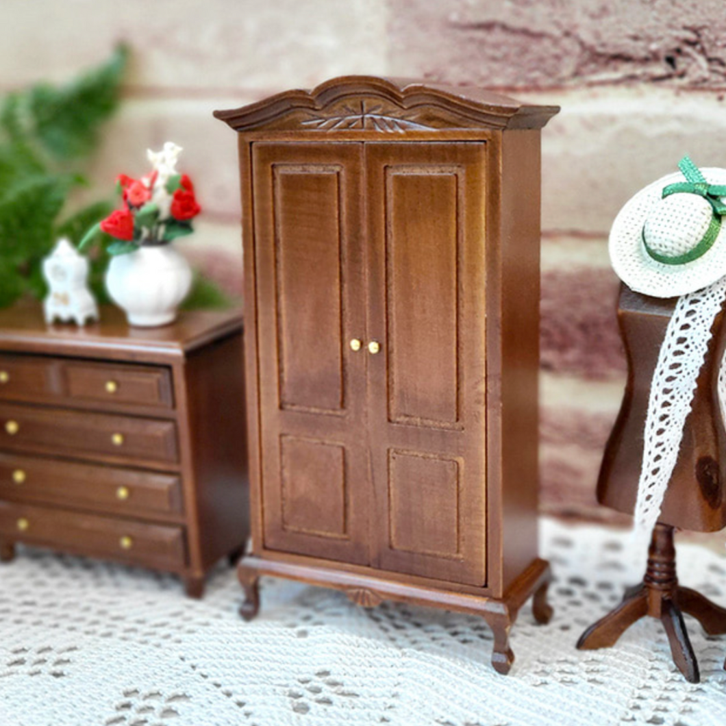 Miniature Antique Wood Wardrobe