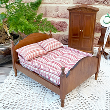 Load image into Gallery viewer, Miniature Red Striped Antique Wood Bed