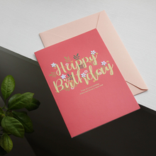 Load image into Gallery viewer, Pink Happy Birthday Card