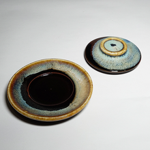 Load image into Gallery viewer, Tri-Colour Glazed Espresso Cup with Saucer