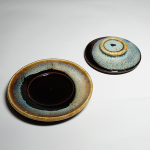 Tri-Colour Glazed Espresso Cup with Saucer