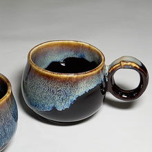 Load image into Gallery viewer, Tri-Colour Glazed Espresso Cup with Saucer
