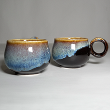 Load image into Gallery viewer, Tri-Colour Glazed Espresso Cup with Saucer