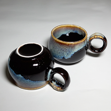 Load image into Gallery viewer, Tri-Colour Glazed Espresso Cup with Saucer