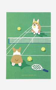 Tennis Corgi Postcard