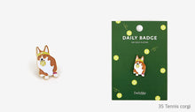 Load image into Gallery viewer, Enamel Pin - Tennis Corgi