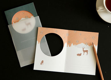 White Christmas Deer - Window Card