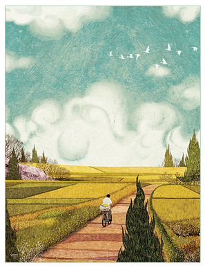Country Cycling Postcard