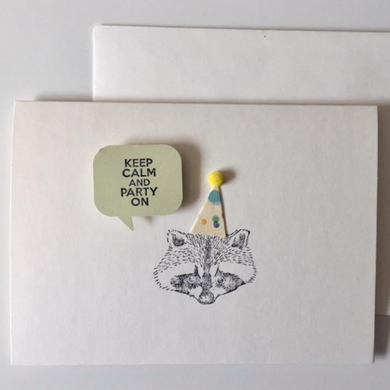 Party On Raccoon - Greeting Card