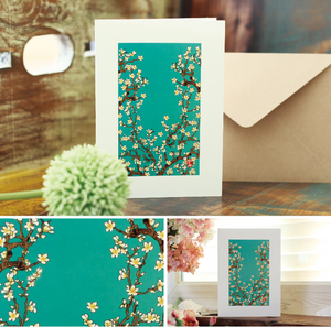 Cherry Blossom Illustrated Floral Card