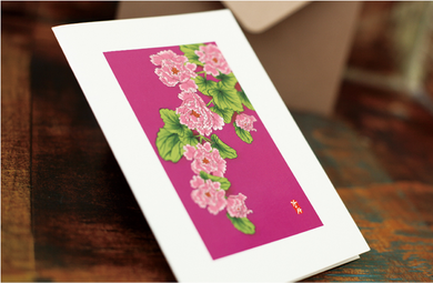 Magenta Peony Illustrated Floral Card