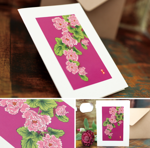 Magenta Peony Illustrated Floral Card
