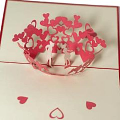 Kissing In Hearts - Pop Up Card